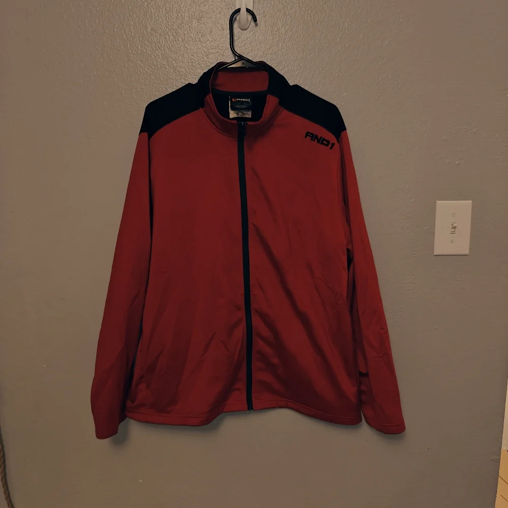 And1 Red and Black Lightweight Track Jacket Size XL